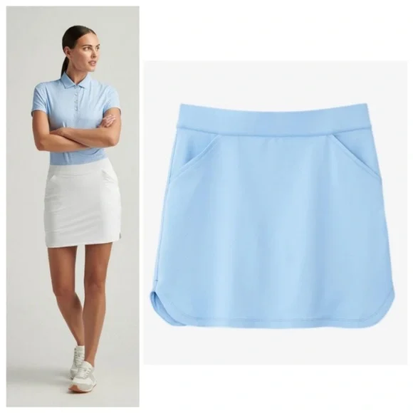 Peter Millar Alice Petal Hem Golf Skort in Cottage Blue - Size L - Picture 1 of 12